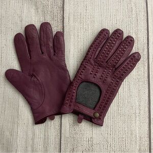 Women’s Winter Purple Leather Gloves w/ Snap Silk & Cashmere Interior Size Small